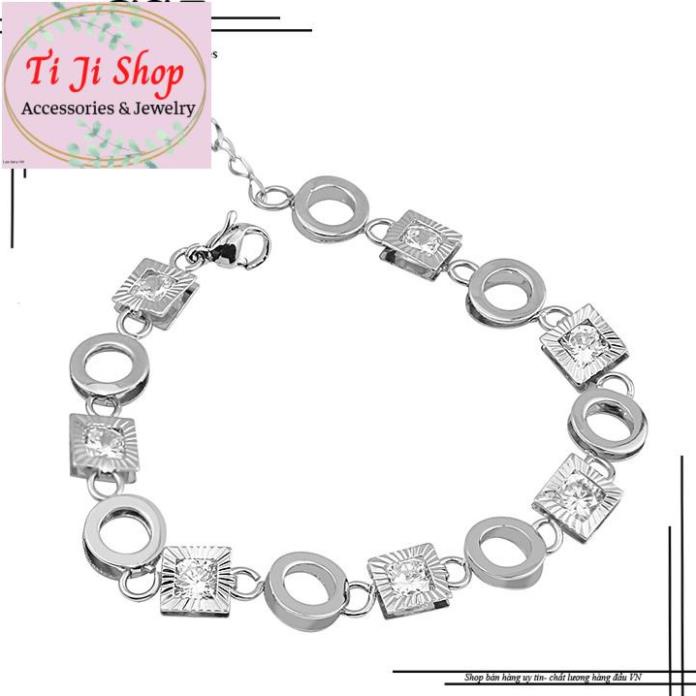 LẮC TAY NỮ INOX HÌNH VUÔNG CHẠM MÁY CỰC ĐẸP - không đen,