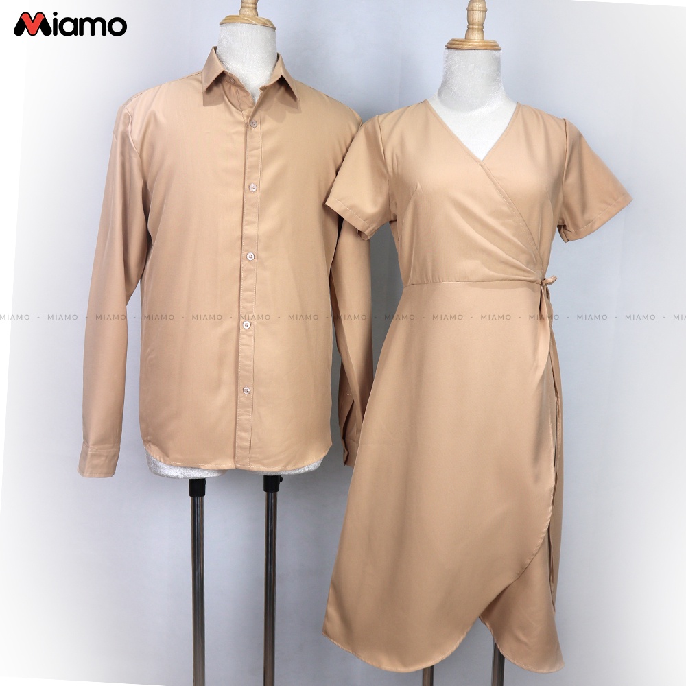 [Freeship] Set đồ đôi áo sơ mi nam - đầm nữ thiết kế thanh lịch thời trang Miamo TN601 (Kèm ảnh thật)