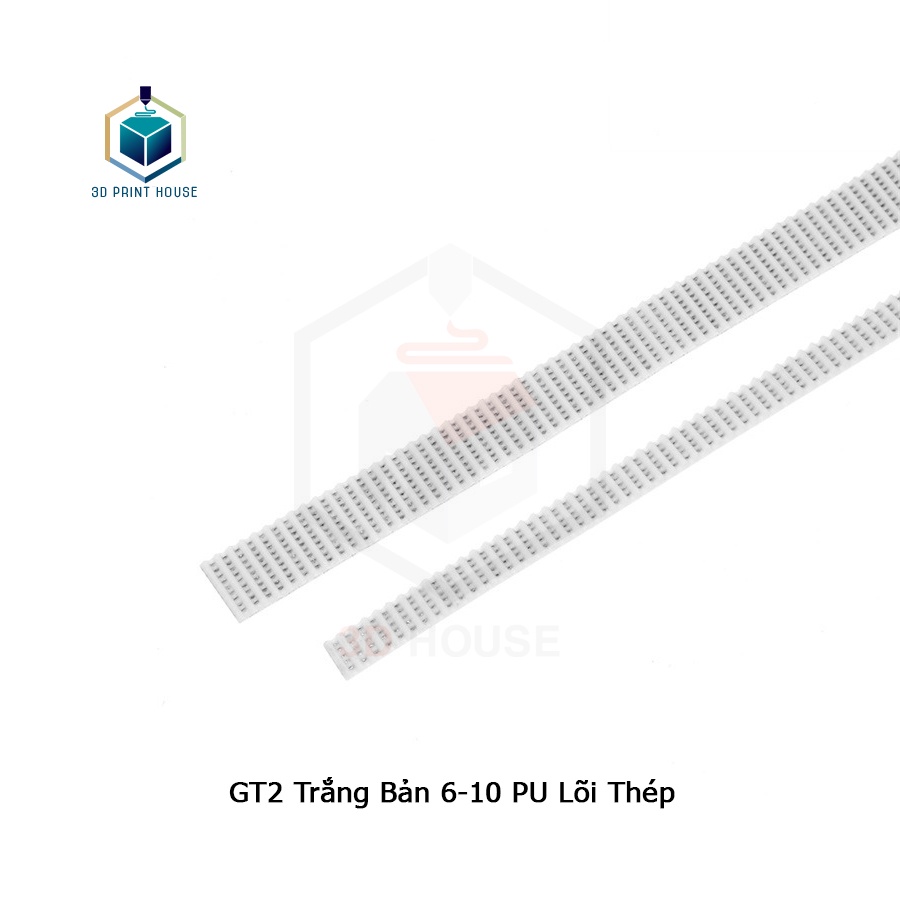 Dây Đai GT2 Trắng Lõi Thép Bản 6 - 10 Cho Máy In 3D (1 mét)