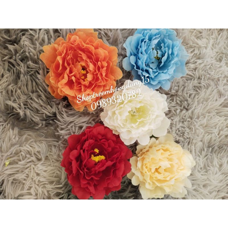 Đầu bông hoa mẫu đơn size 13cm dùng trang trí tháp oản, tháp bánh, decor...