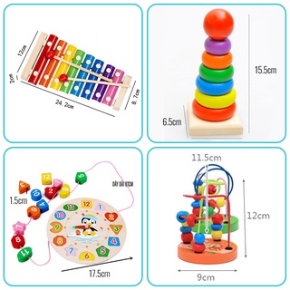 Combo 6 món đồ chơi gỗ cho bé thông minh, phát triển trí tuệ tư duy cho bé từ