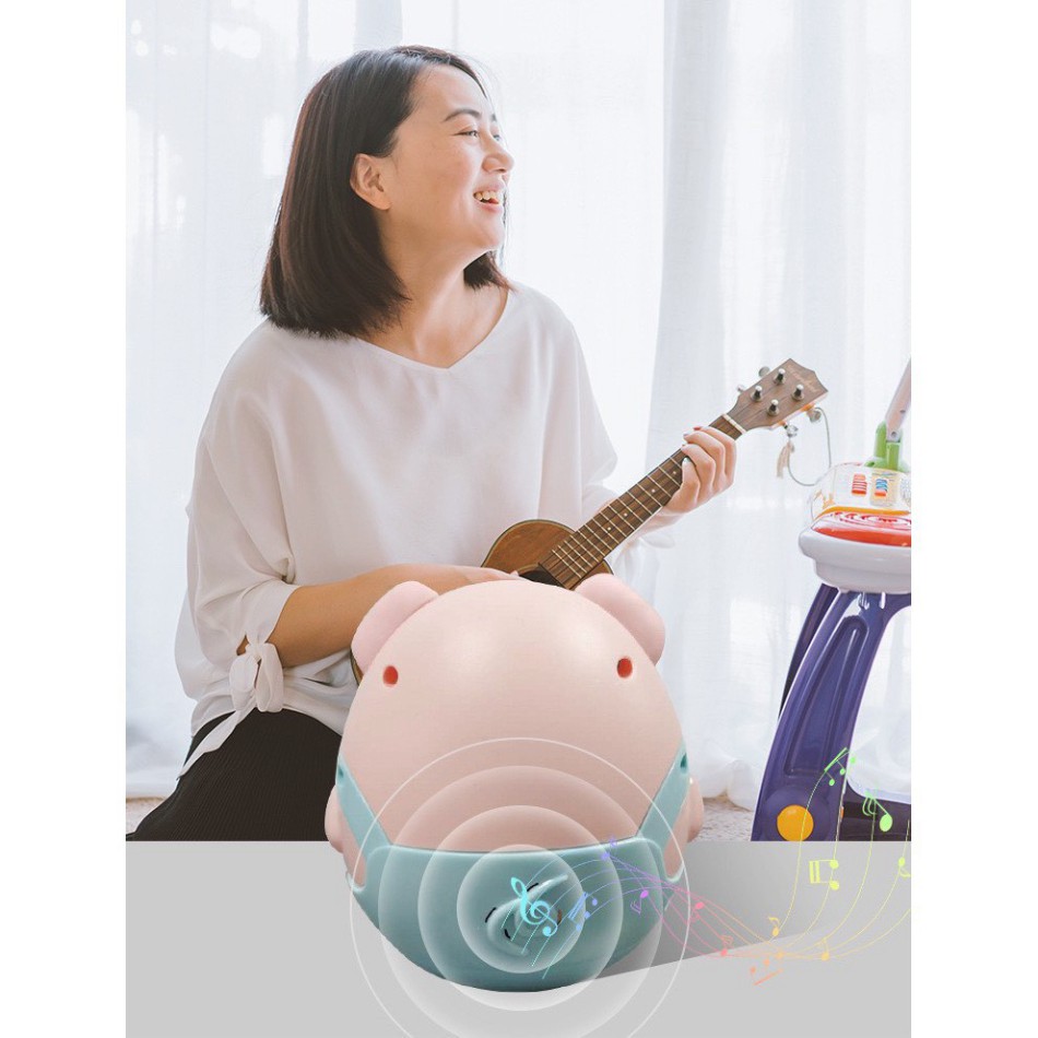 Đồ Chơi chú Lợn Lật Đật ( CHẠY PIN ) Phát Nhạc Có Gặm Nướu Silicon Cho Bé