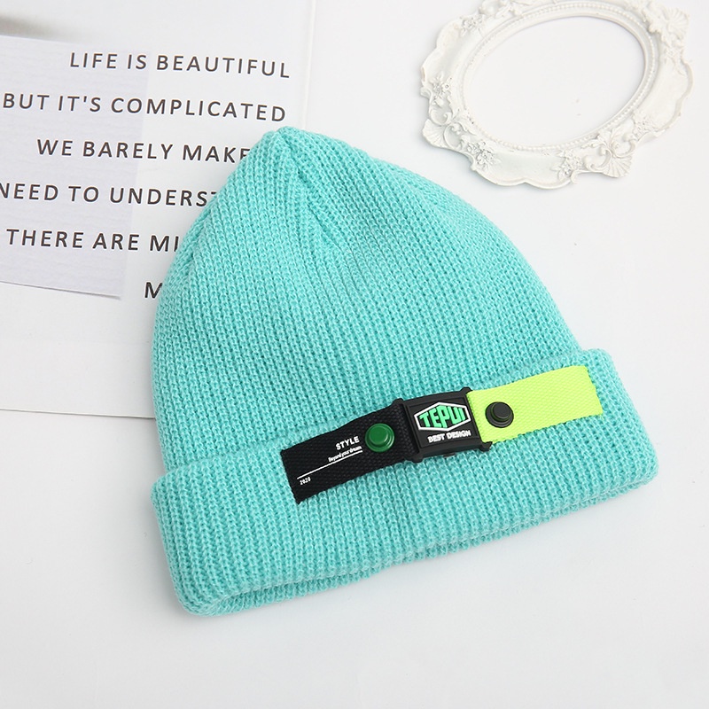 Mũ len dệt kim beanie thêu TEPUI Hàn Quốc thời trang unisex thu đông giữ ấm cho nam nữ L04