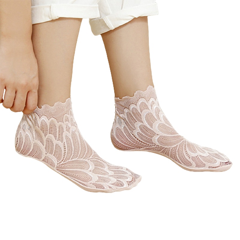 1 Đôi Tất Chân Cotton Phối Ren Gợi Cảm Cho Nữ
