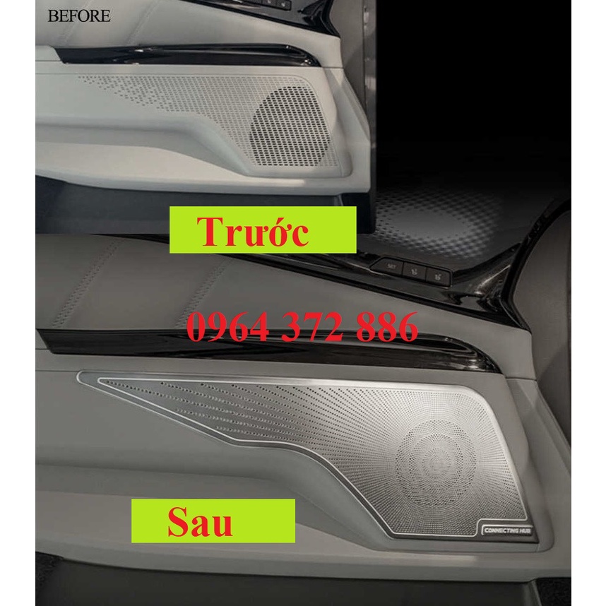 Ốp màng loa cánh cửa xe Kia Carnival 2021 - 2022 - Bộ 9 chi tiết có 2 mẫu Titan và Inox