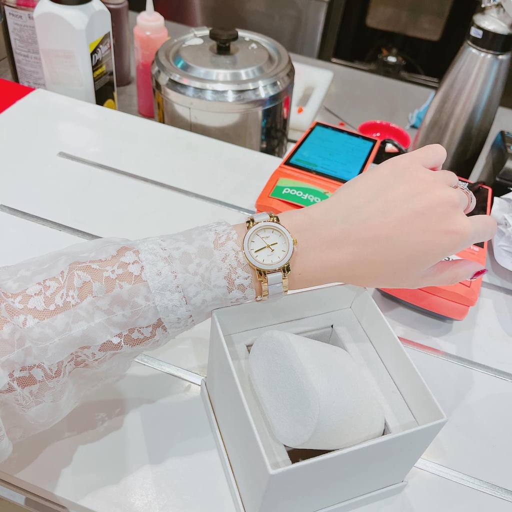 Đồng hồ nữ dây thép phối đá MK SUN, đồng hồ nữ dây thép chính hãng dây đá cực xinh chống nước - DNDStyle