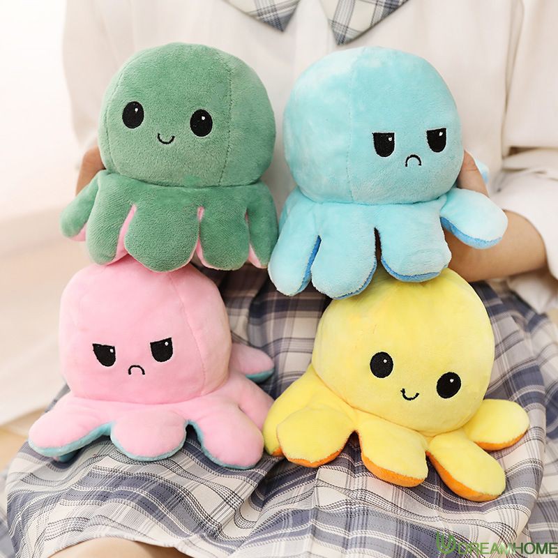 Đồ chơi bạch tuộc nhồi bông 2 mặt cảm xúc dễ thương