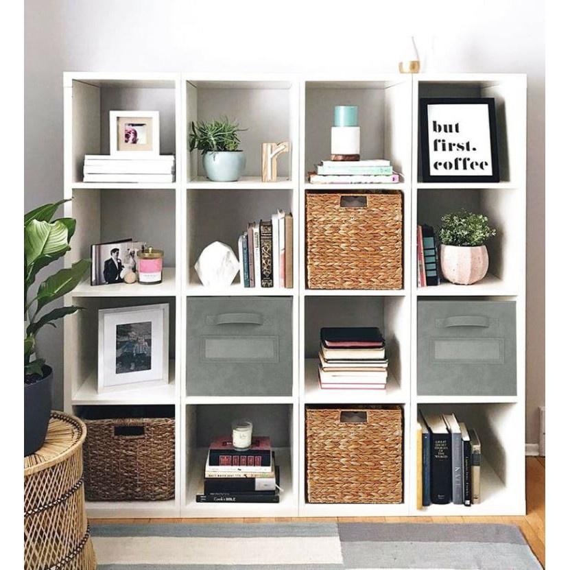 Kệ tổ ong 4 ô gỗ MDF chắc chắn trang trí phòng khách, thiết kế lắp ráp dễ dàng l Kệ sách tổ ong decor phòng ngủ