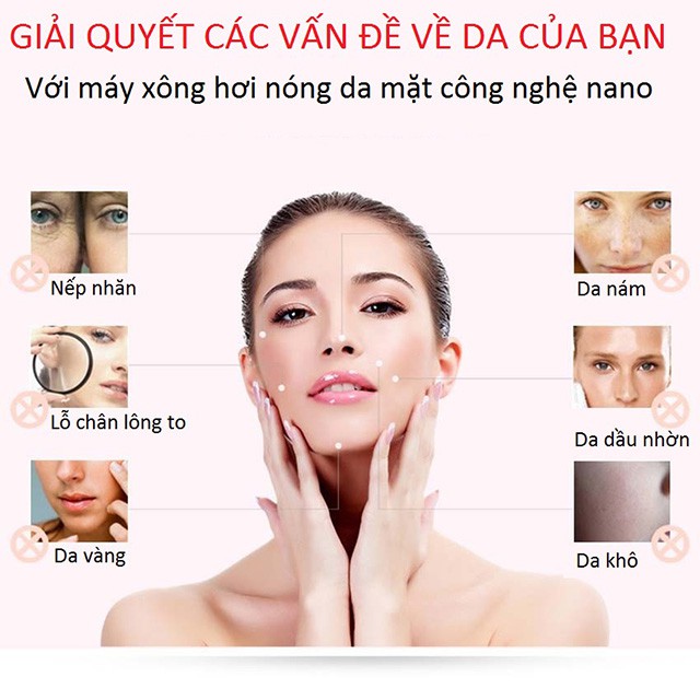 Máy xông mặt mini chính hãng, Máy xông hơi mặt chính hãng loại tốt sử dụng công nghệ nano giúp chăm sóc da mặt