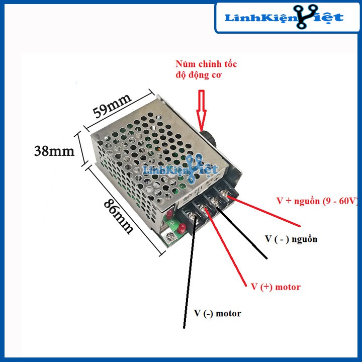 MODULE Băm Xung PWM V3 9VDC-60VDC 1200W 20A 15KHZ