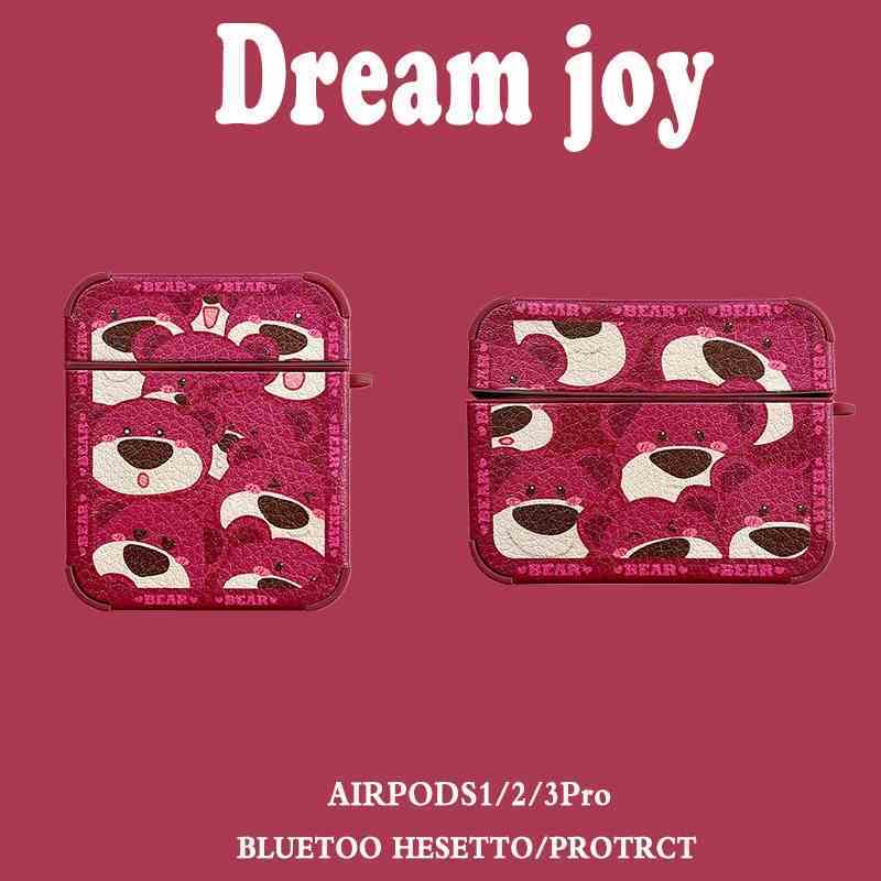 Vỏ Bảo Vệ Hộp Sạc Tai Nghe AirPods 1 2 3 Pro 3rd 2021 Bằng Chất Liệu Da TPU Có Dây Đeo Họa Tiết Gấu Ngọt Ngào