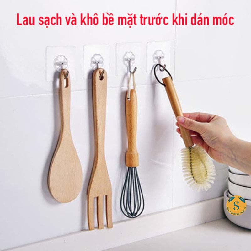 Móc dán tường 1k thần thánh siêu dính, trong suốt, chịu lực, bám dính tốt mọi bề mặt kích thước 6x6cm