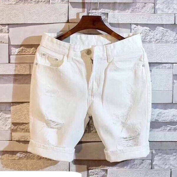 Quần Nam 💝FREESHIP💝 Giảm Giá 50k Khi Nhập [SUPIEVOL]  Quần Short Jean Nam Trắng Rách Đơn Giản Jean Dày Dặn Capo Cấp | WebRaoVat - webraovat.net.vn