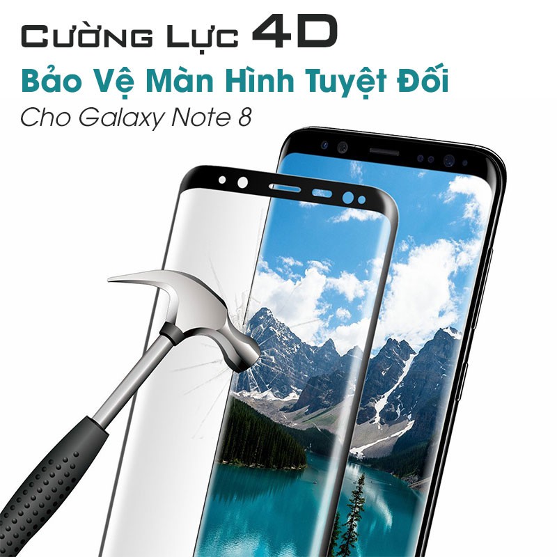 Dán cường lực Samsung Note 8, Note 9 4D full màn hình cong - Chỉ bóc ra dán lên, kính chống va đập tốt
