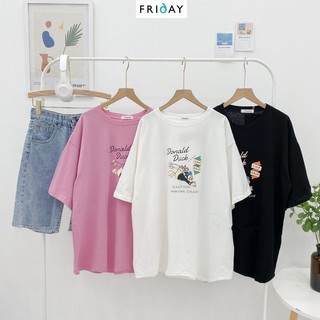 Áo phông rộng hình vịt donald Friday