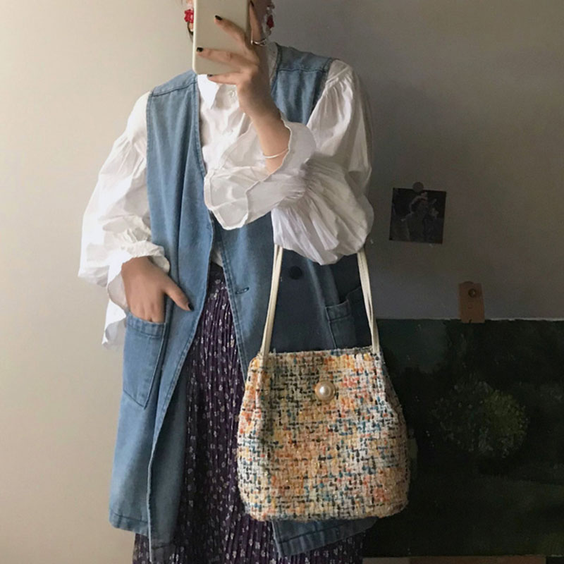 IELGY  Áo Sơ Mi Trắng Dài Tay Phong Cách Hàn Quốc Thời Trang Cho Nữ