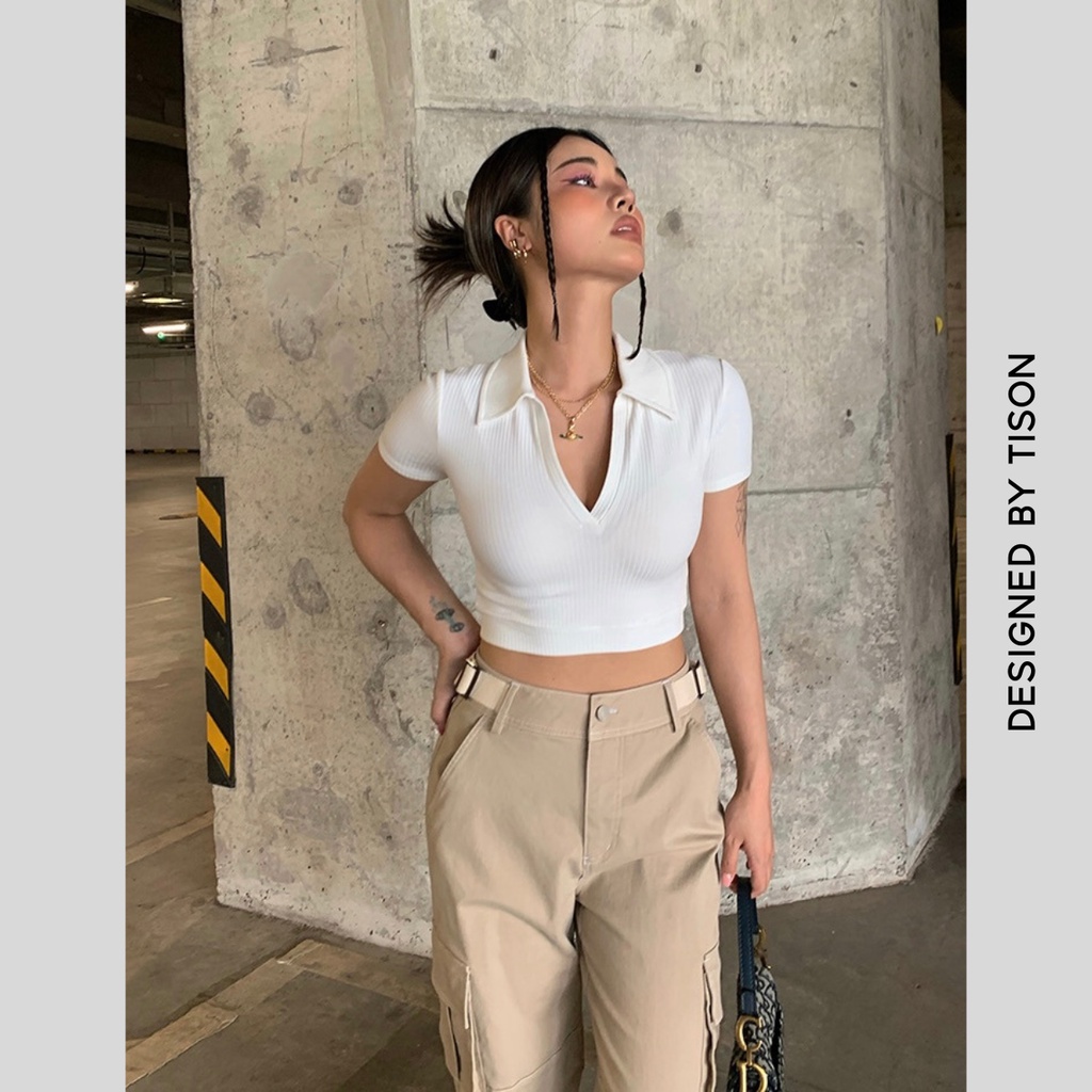 Áo Croptop POLO Nữ Kiểu Ôm Ulzzang Tison, Áo Phông croptop Nữ có cổ ngắn tay nhiều màu