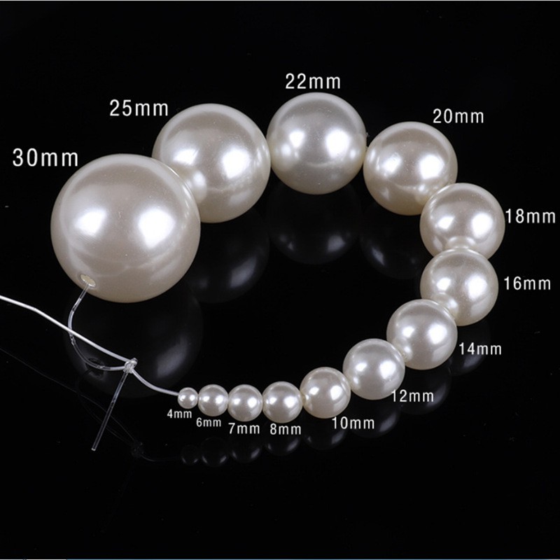 Hạt ngọc trai giả ngọc trai nhựa abs viên tròn có lỗ xâu phụ kiện trang trí bờm tóc điện thoại trang phục  BÁN 50gr/Túi