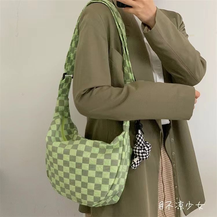 Túi Xách Canvas Cỡ Lớn Họa Tiết Sọc Caro Trắng Đen Thời Trang Cho Nữ