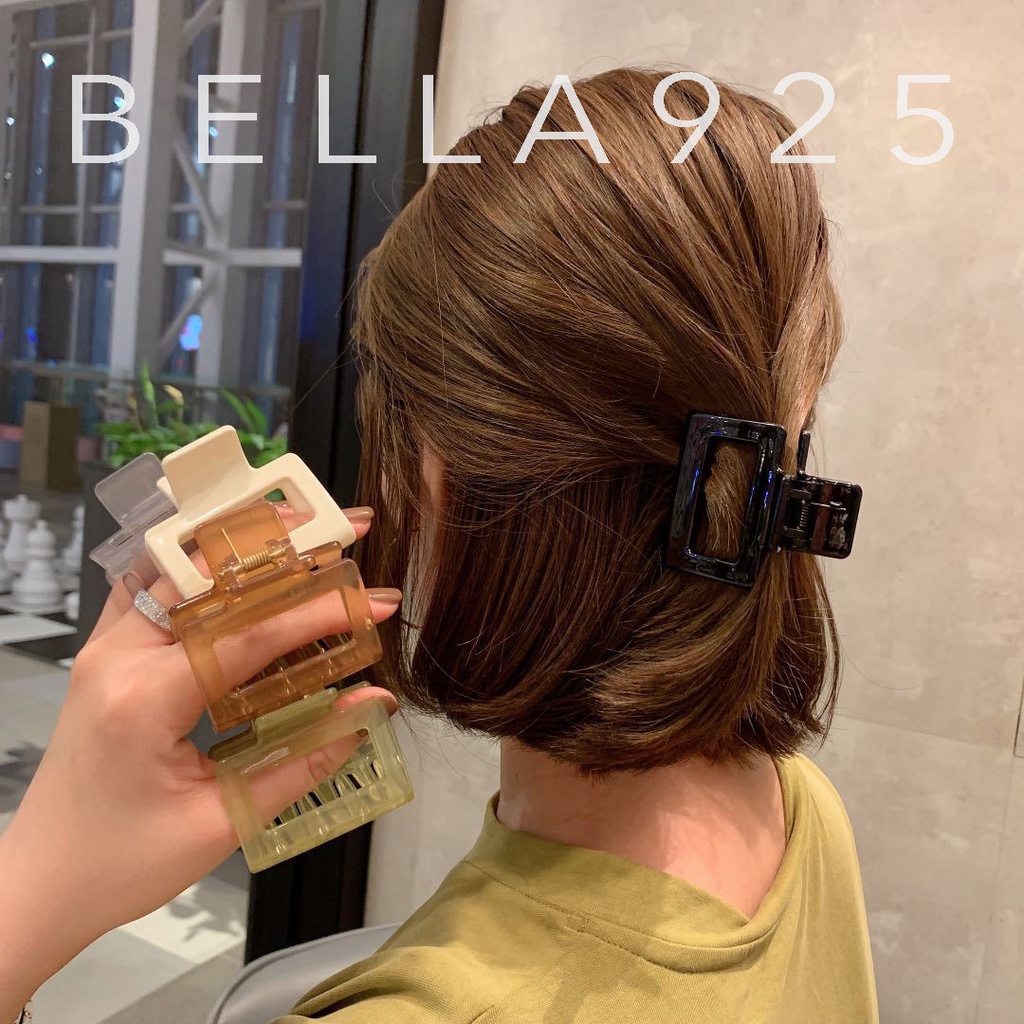 Kẹp càng cua Bella 925 cạp tóc chữ nhật nhỏ phong cách Hàn Quốc