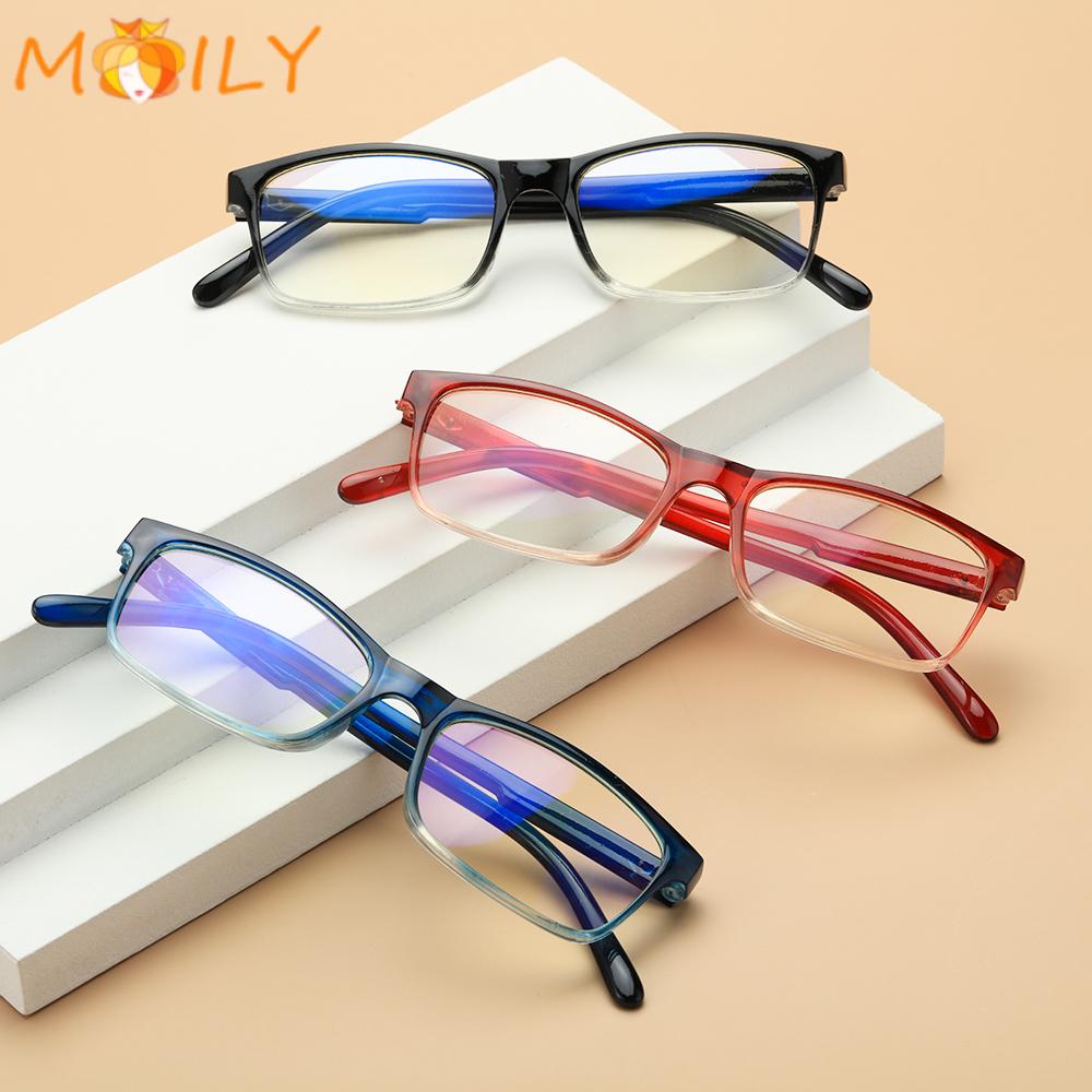 MOILY Fashion Gradient Reading Glasses Ultralight Readers Blue Light Blocking Vision Care Diopter +1.0~4.0 Spring Hinge Eyewear Presbyopic Glasses/Multicolor