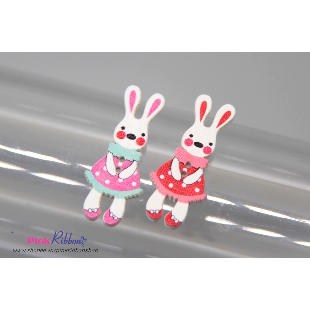[Set 5c] Thỏ gỗ trắng cỡ 4cm x 1.7cm