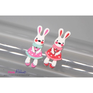 [Set 5c] Thỏ gỗ trắng cỡ 4cm x 1.7cm