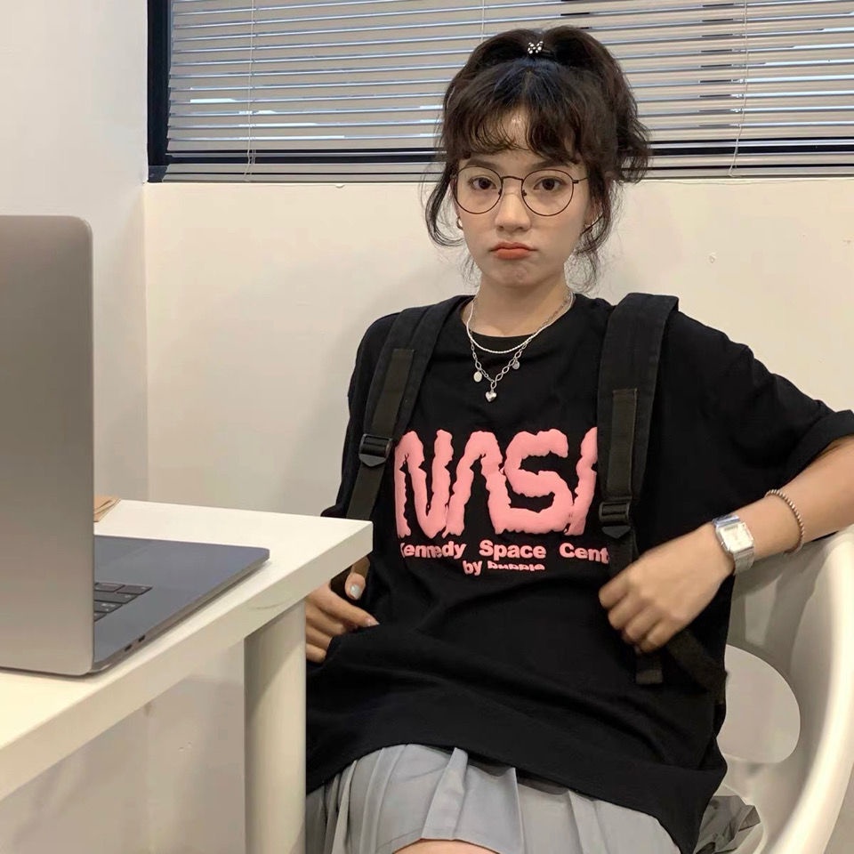 Áo Thun Tay Ngắn Dáng Rộng In Chữ Phong Cách Hàn Quốc Thời Trang Mùa Hè Mới Cho Nữ