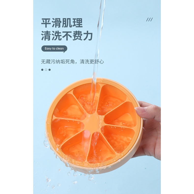 Khay làm đá TAILI hình quả cam bằng silicone với nắp đậy tiện dụng