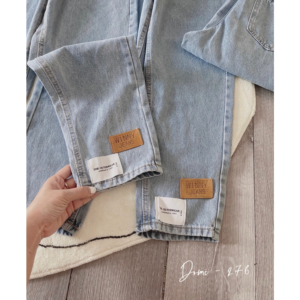 Quần bò baggy xám trơn có tag trên lai siêu đọc la Lê Huy Fashion Ms 274