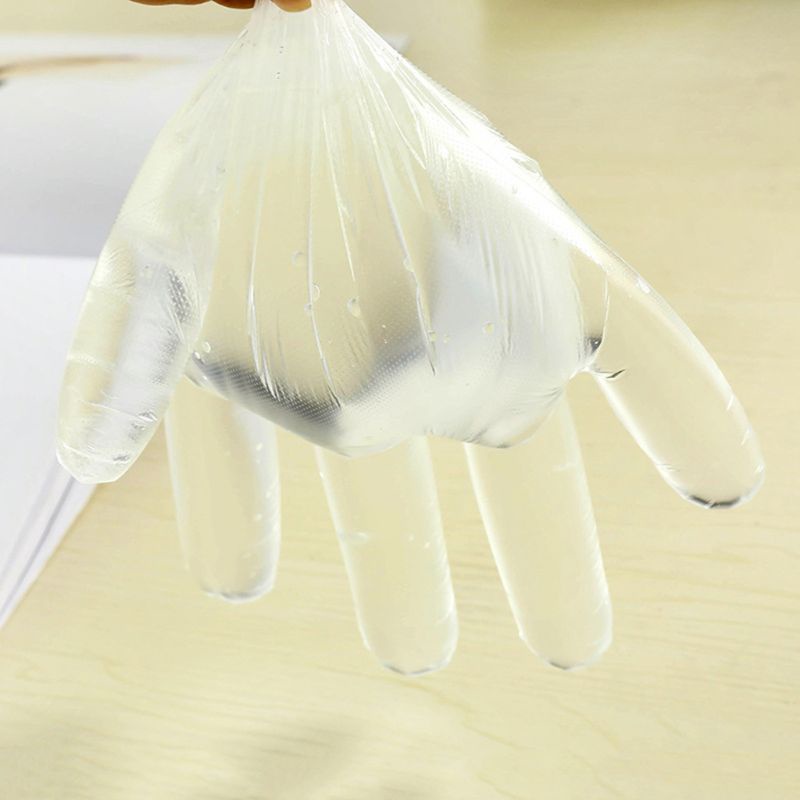Set 100 găng tay nhựa không chứa latex dùng một lần đảm bảo an toàn khi chế biến thực phẩm/nấu ăn/vệ sinh