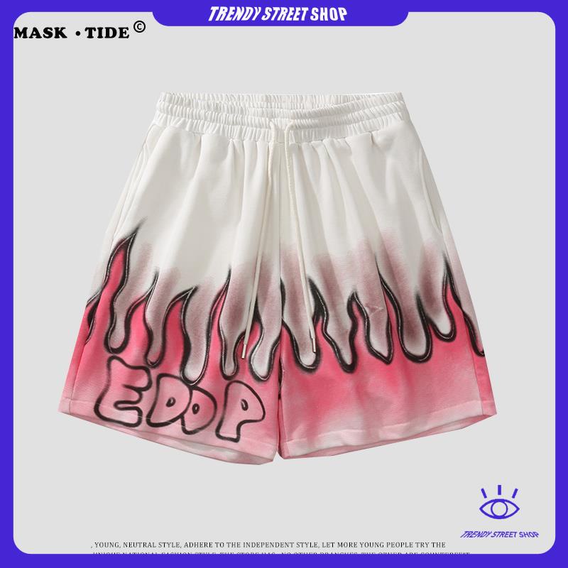 Quần đùi ống rộng phối màu nhuộm kiểu hip hop cá tính