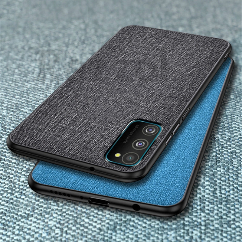 Ốp điện thoại PC cứng bọc vải viền TPU mềm kiểu dáng sang trọng cho Samsung Galaxy A51 A71 A81 A91