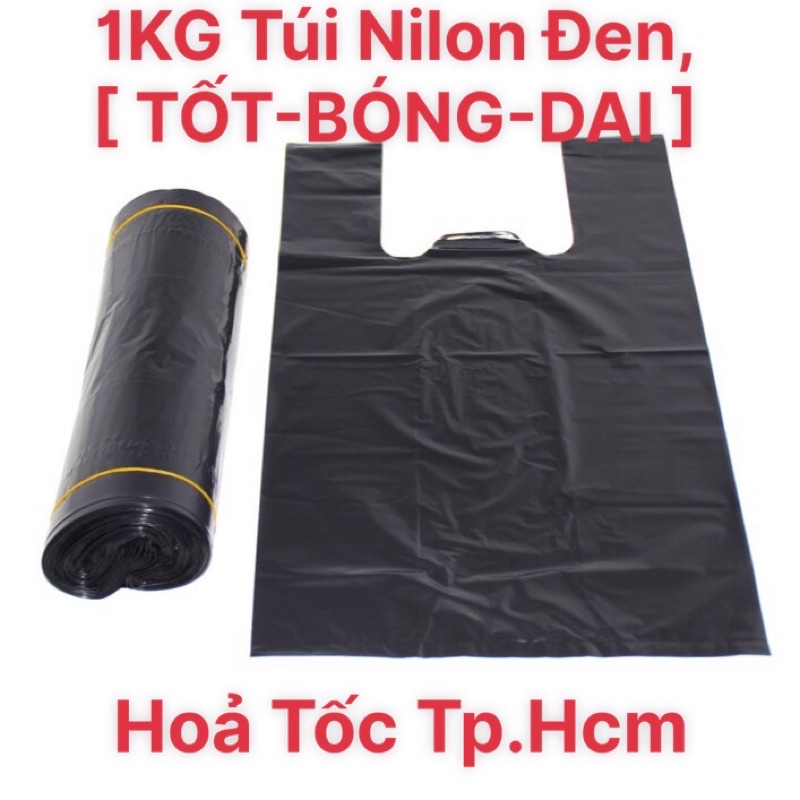 1KG TÚI ĐEN ĐỰNG RÁC, TÚI ĐEN GÓI HÀNG (LOẠI BÓNG TỐT, CÓ 2 QUAI XÁCH)