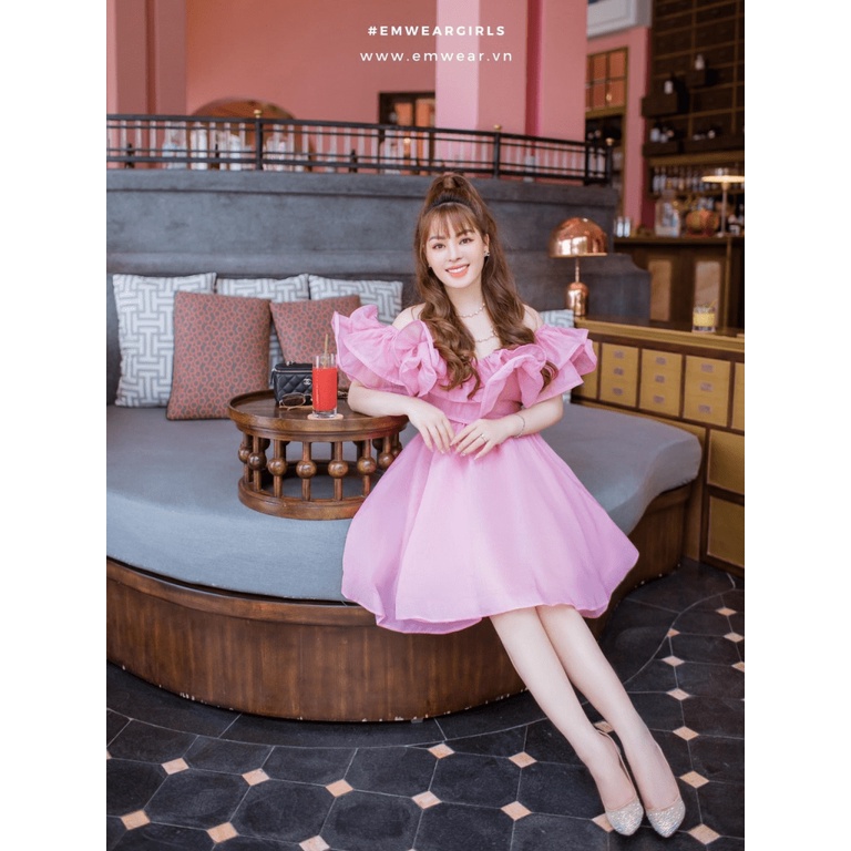 (Mẫu Mới) Đầm Tơ Xước Trễ Vai Mẫu Mới THiết Kế Xinh Như THiên Thần UP Valentina Shop