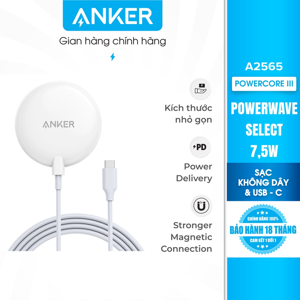 Đế sạc không dây từ tính ANKER PowerWave 7.5W - A2565