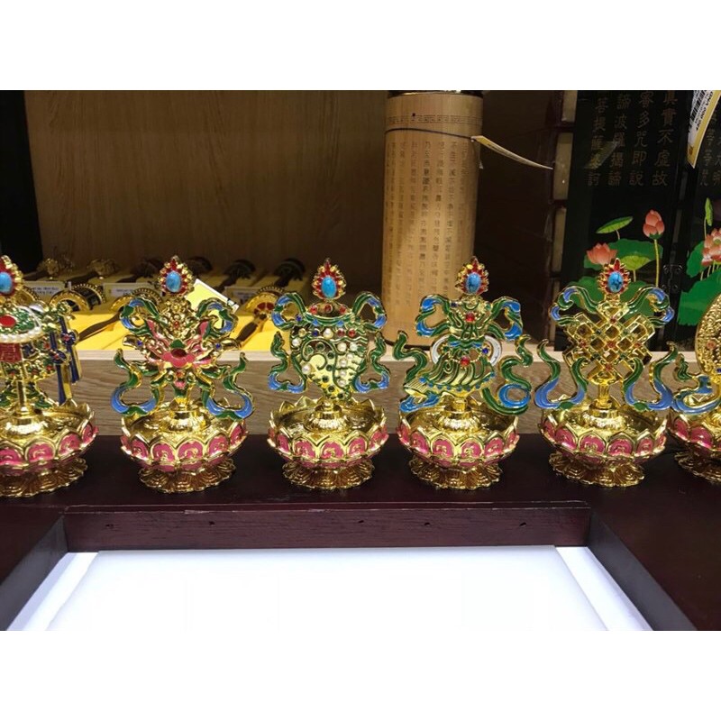 [PHÁP BẢO MINH CHÂU] Bộ 8 Cát Tường - Hợp Kim Đế Sen 9cm