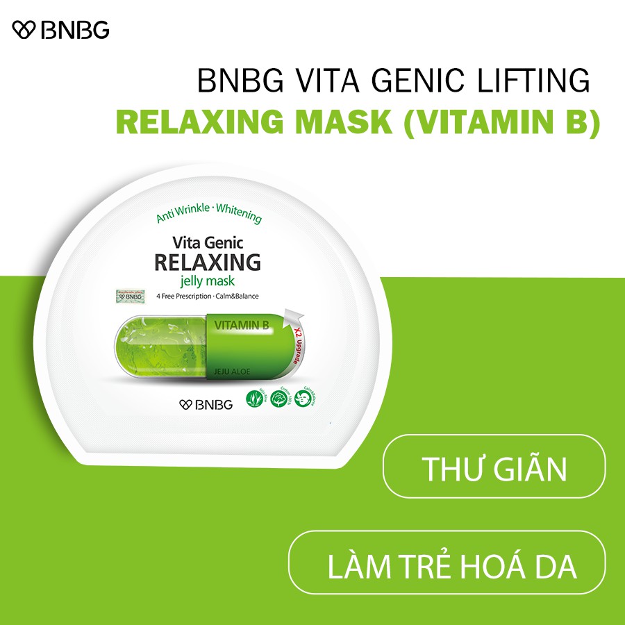 Combo Mix 10 Mặt nạ giấy cấp ẩm dưỡng trắng BNBG Vita Genic Jelly Mask 30ml x10 (Lifting,Whitening, Relaxing, Hydrating)