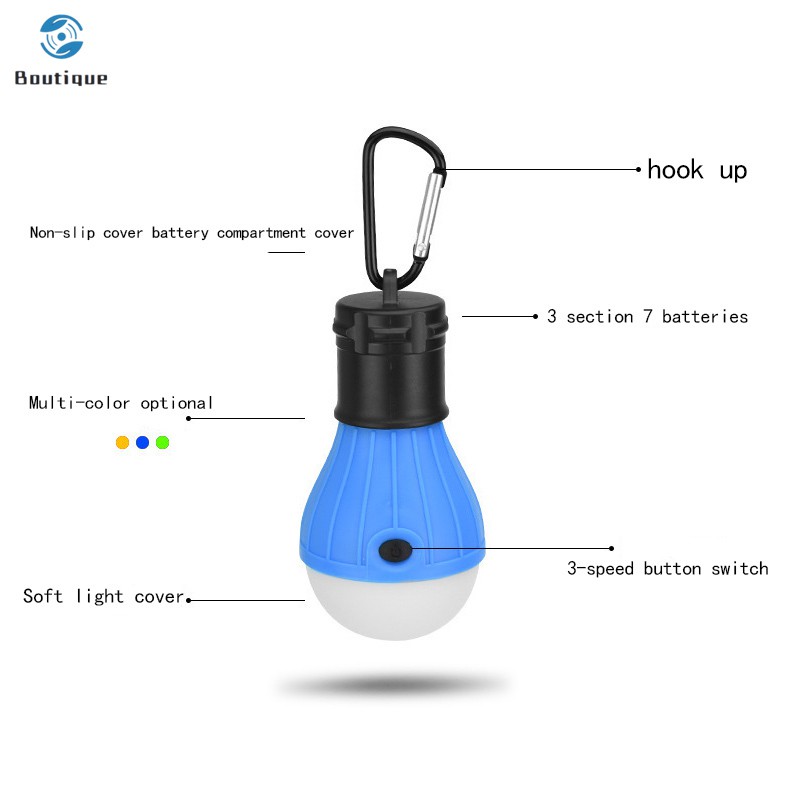 ✿♥▷ Mini Portable Tent Light LED Bulb Emergency Lamp Waterproof Hanging Hook Camping Flashlight