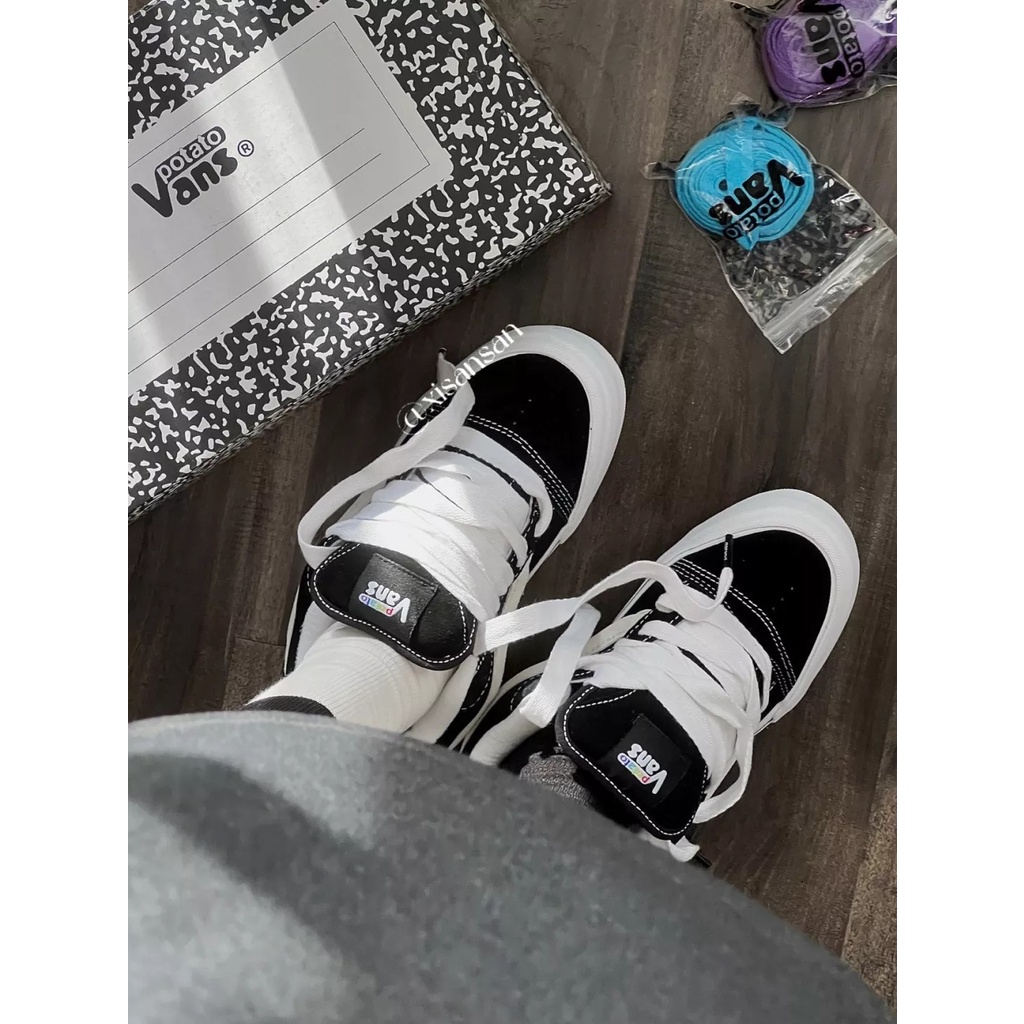 Giày Sneaker VANS VAULT KNU-SKOOL VR3 LX Phối Ren Màu Trắng Đen Phong Cách Retro 1702