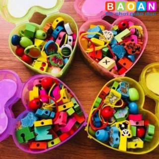 Xâu hạt gỗ hộp trái tim