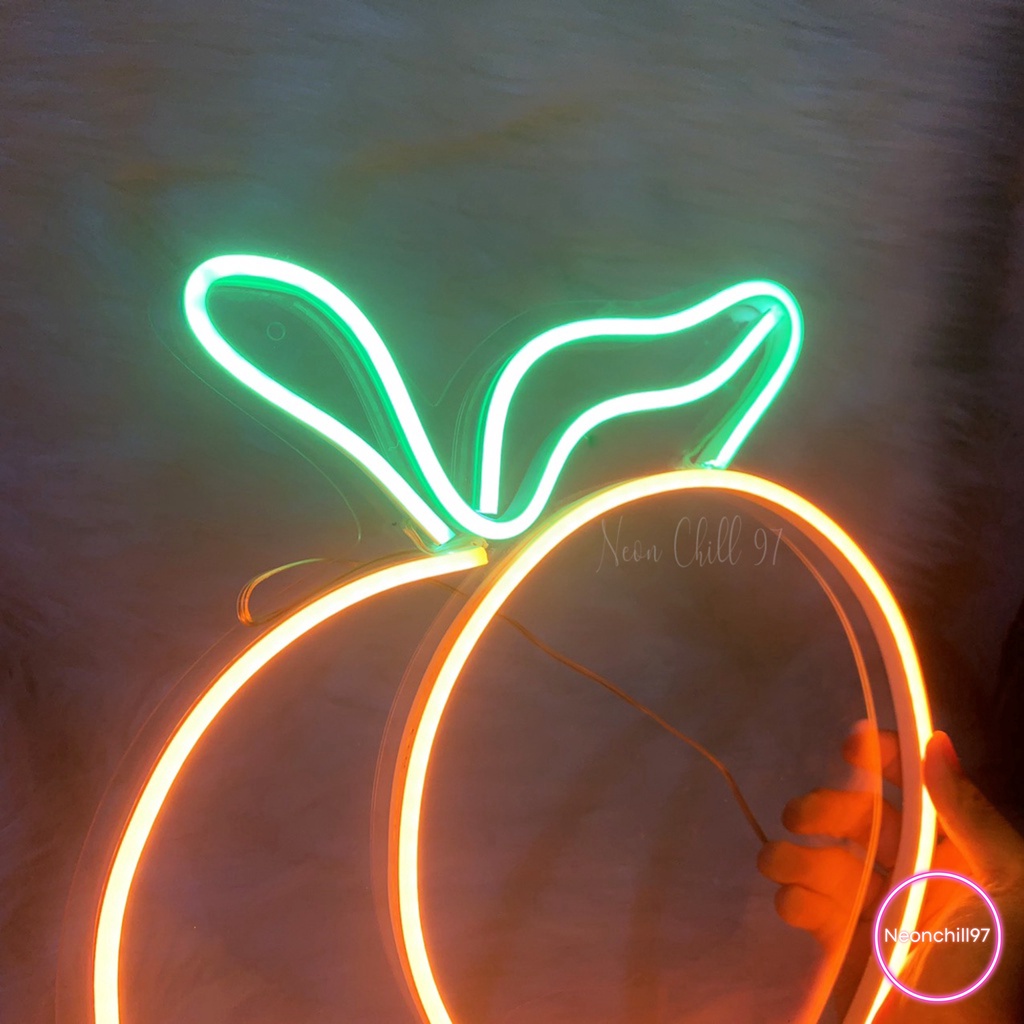 Đèn led neon trang trí hình quả đào, Neonchill97, 30 x 25 cm, Đèn led neon trang trí