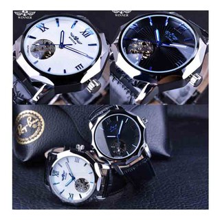 [DH01] Đồng hồ nam cơ lộ máy dây da cao cấp lịch lãm Winner chính hãng