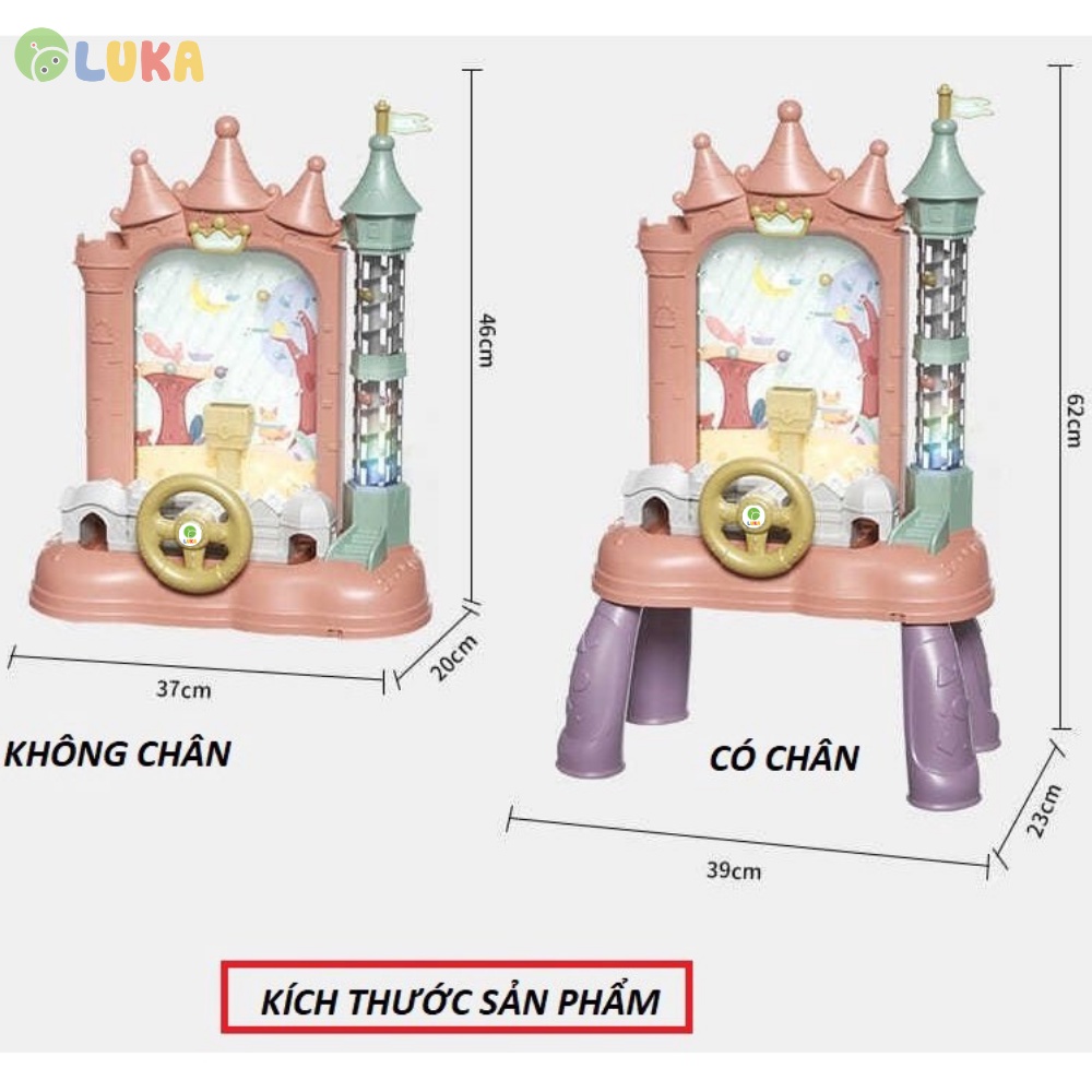 Đồ chơi trẻ em lâu đài hứng bóng zigzag LUKA hứng bi kèm vô lăng đèn nhạc cho bé từ 2 tuổi