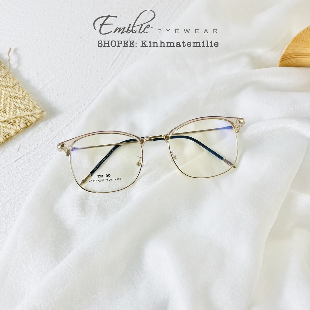 Gọng kính vuông clubmaster nam nữ Emilie eyewear phụ kiện thời trang 2713