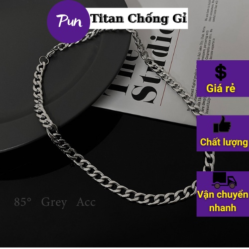 Vòng Cổ Nam Chuỗi Trơn bản nhỏ Cuban Basic Thời Trang Punstore Phong Cách Ngầu Hiphop Chất Liệu Titan Đẹp Không Gỉ