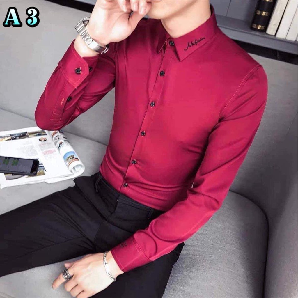 Áo sơ mi nam trơn thêu cổ 2021 | BigBuy360 - bigbuy360.vn