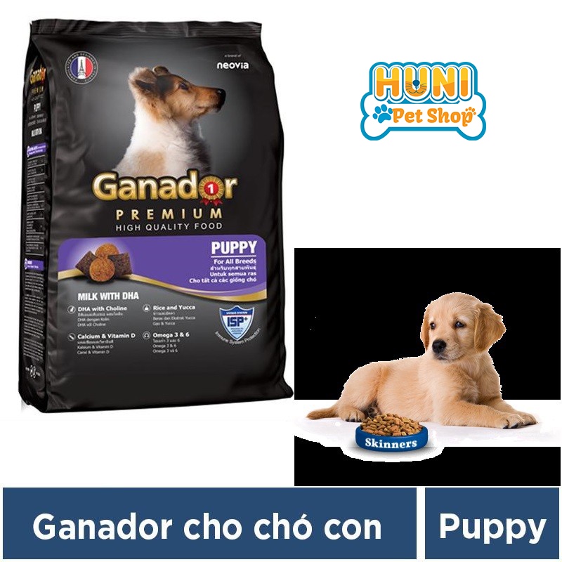Thức ăn cho chó con Ganador Puppy, vị sữa, gói 3kg