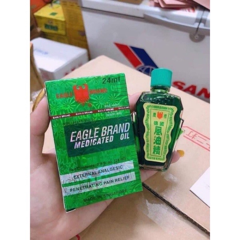 Chai Dầu Gió Xanh 2 Nắp Con Ó Singapore Nhập Mỹ 24ml - Dầu Xanh Eagle - Wincy Mart Shop