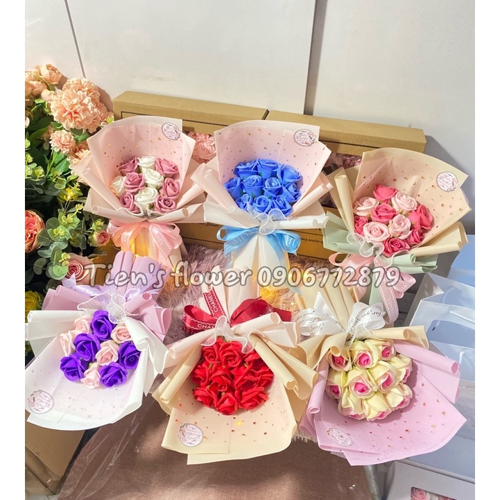 Combo bó hoa 10 bông kèm túi và thiệp